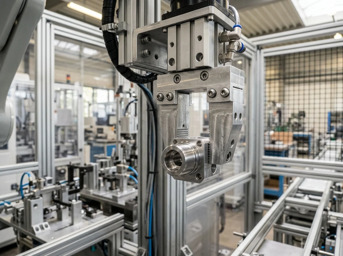 Robot gripper with machined fingers installed in an automation cell